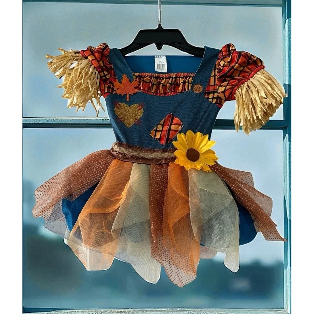 Girls‎ Scarecrow Costume Tutu Skirt Sz 2T Halloween Thanksgiving Fall Pumpkin 2